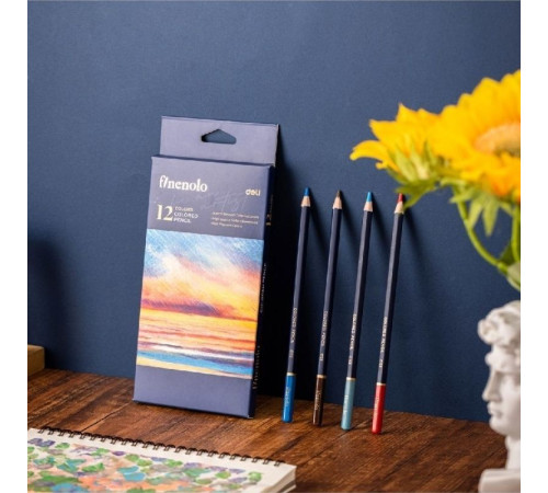Карандаши цветные Deli "Finenolo", 12 цветов, картон