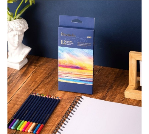 Карандаши цветные Deli "Finenolo", 12 цветов, картон