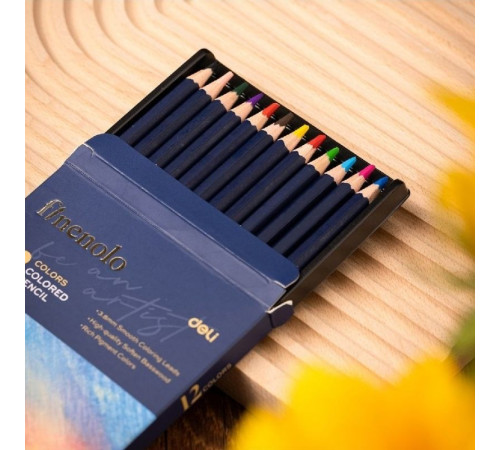 Карандаши цветные Deli "Finenolo", 12 цветов, картон