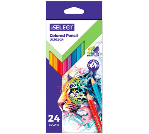 Карандаши цветные Deli "i Select", 24 цвета, дерево, картон