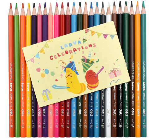 Карандаши цветные Deli  "Larva", 24 цвета, картон