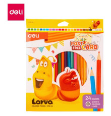 Карандаши цветные Deli  "Larva", 24 цвета, картон