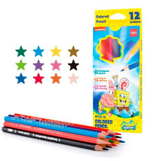 Карандаши цветные Deli "SpongeBob", 12 цветов, картон