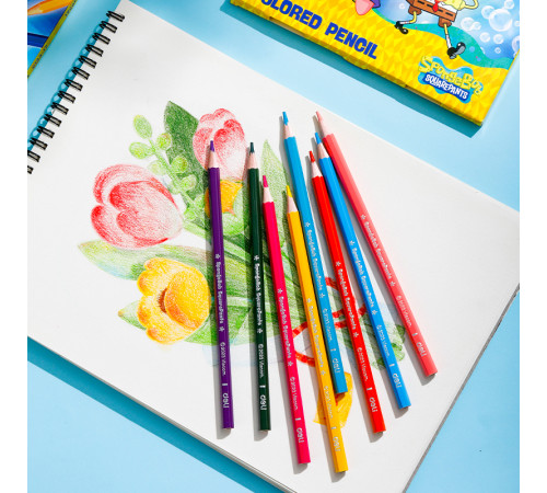 Карандаши цветные Deli "SpongeBob", 12 цветов, картон