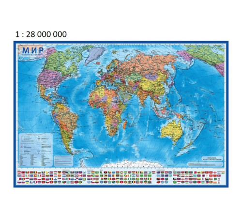 Карта Мира политическая Globen, 1:28 млн., 1170х800 мм, интерактивная, европодвес