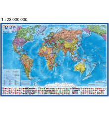 Карта Мира политическая Globen, 1:28 млн., 1170х800 мм, интерактивная, с ламинацией, европодвес