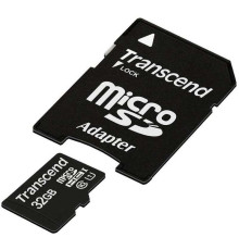 Карта памяти Transcend microSD 32Gb Class10 + адаптер SD