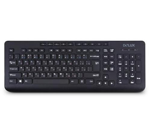 Клавиатура Delux DLK-02UB черная, USB, Анг/Рус/Каз