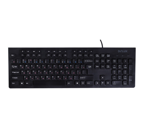 Клавиатура Delux DLK-180UB, черная, USB, Англ/Рус/Каз