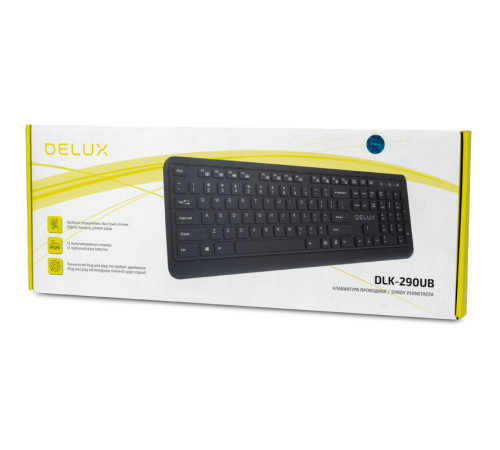 Клавиатура Delux DLK-290UB черная, USB, Англ/Рус/Каз