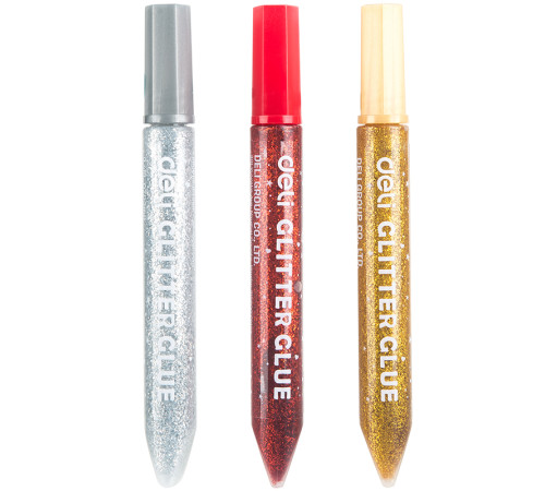 Клей-гель DELI "Explora" с блестками, 3 шт по 12 мл, в блистере