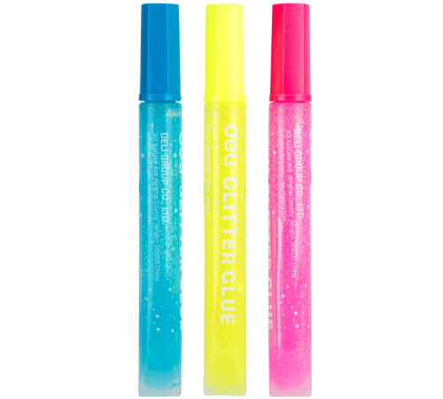 Клей-гель DELI с блестками, 3 шт по 12 мл, в блистере