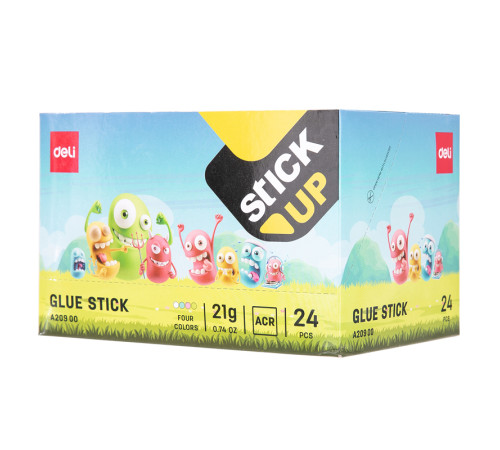 Клей-карандаш DELI "Stick Up" 21 грамм, прозрачный, корпус ассорти