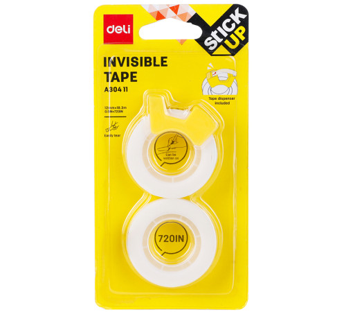 Клейкая лента DELI 12 мм х 18.3 м, невидимая