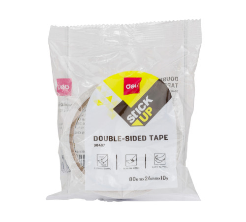Клейкая лента двусторонняя DELI 24 мм х 10 м (полипропиленовая основа)
