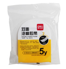 Клейкая лента двусторонняя DELI 24 мм х 4,5 м (вспененная основа)