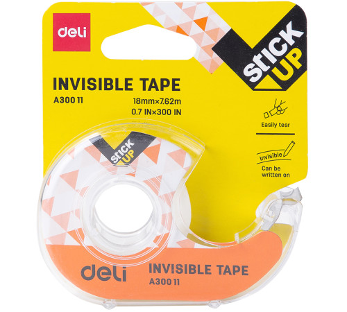 Клейкая лента в диспенсере DELI 18 мм х 7,62 м, невидимая