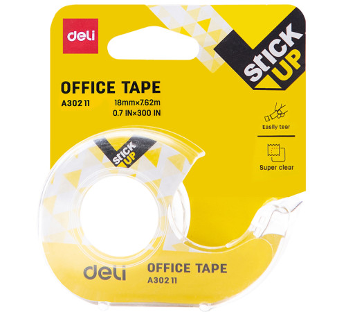 Клейкая лента в диспенсере DELI 18 мм х 7,62 м, прозрачная