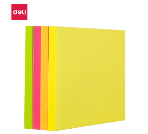 Клейкие листики DELI 76 х 76 мм, 4 неоновых цвета, 400 листов