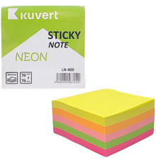 Клейкие листики KUVERT "Sticky" 76 х 76 мм, 5 неоновых цветов, 400 листов