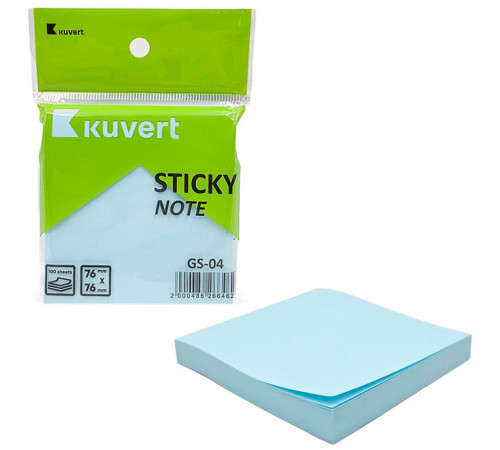 Клейкие листики KUVERT "Sticky" 76 х 76 мм, голубые, 100 листов