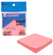 Клейкие листики KUVERT "Sticky" 76 х 76 мм, неон-розовый, 100 листов