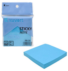 Клейкие листики KUVERT "Sticky" 76 х 76 мм, неон-синий, 100 листов