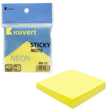 Клейкие листики KUVERT "Sticky" 76 х 76 мм, неон-желтый, 100 листов