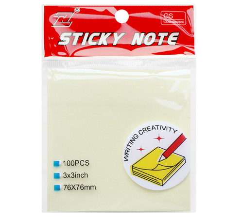 Клейкие листики KUVERT "Sticky" 76 х 76 мм, желтые, 100 листов