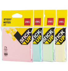 Клейкие листки DELI 76х76 мм, ассорти, 100 листов