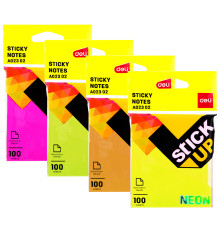 Клейкие листки DELI "Neon" 76х76 мм, ассорти неоновые, 100 листов