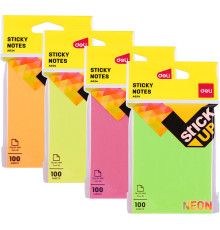 Клейкие листки DELI "Stick Up", 76 х101 мм, ассорти неоновые, 100 листов