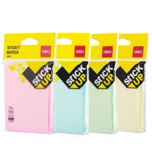 Клейкие листки DELI "Stick Up", 76 х101 мм,  ассорти пастельные, 100 листов