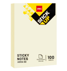 Клейкие листки DELI "Stick Up", 76 х101 мм, желтые, 100 листов