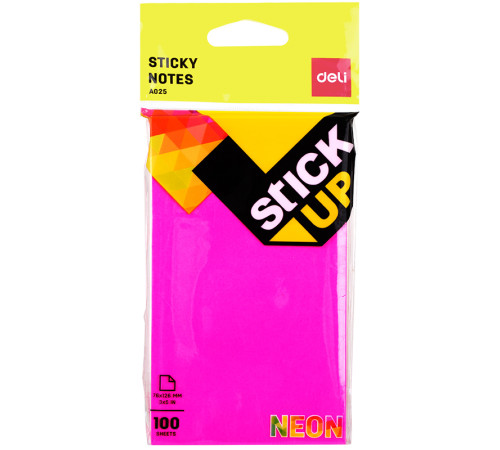 Клейкие листки DELI "Stick Up", 76 х126 мм, ассорти неоновые, 100 листов