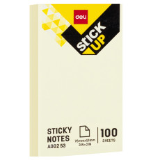 Клейкие листки DELI "Stick Up", 76 х51 мм, желтые, 100 листов
