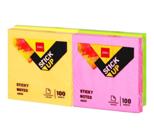 Клейкие листки DELI "Stick Up", 76 х76 мм, ассорти, 100 листов