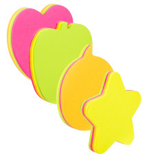 Клейкие листки DELI "Stick Up", 76 х76 мм, фигурные, 4 цвета по 20 листов, неоновые