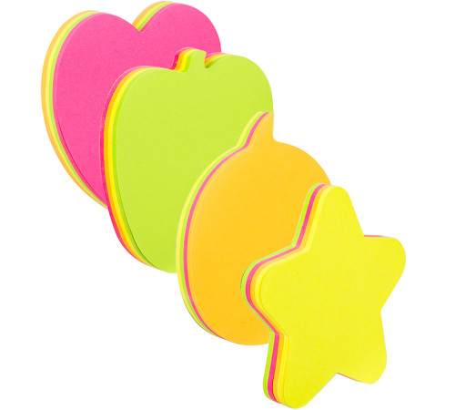 Клейкие листки DELI "Stick Up", 76 х76 мм, фигурные, 4 цвета по 20 листов, неоновые