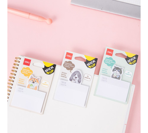 Клейкие листки DELI "Stick Up" Animals, 76 х 84 мм, 25 листов