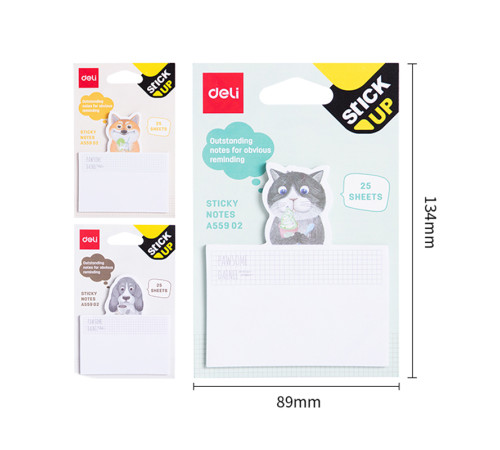 Клейкие листки DELI "Stick Up" Animals, 76 х 84 мм, 25 листов