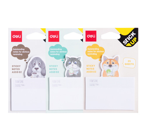 Клейкие листки DELI "Stick Up" Animals, 76 х 84 мм, 25 листов