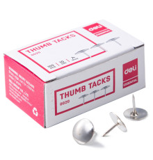 Кнопки канцелярские DELI, никелированные 10 мм, 100 штук