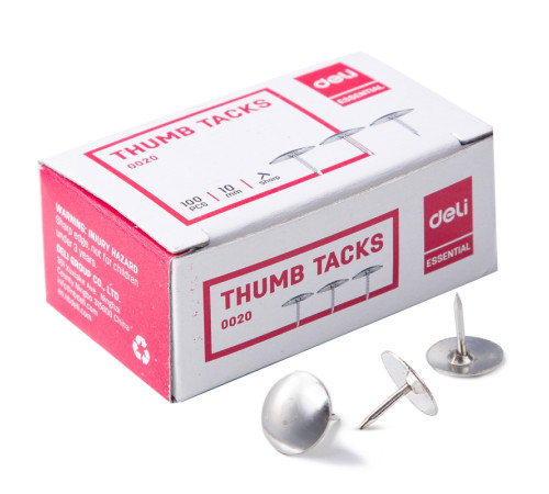 Кнопки канцелярские DELI, никелированные 10 мм, 100 штук