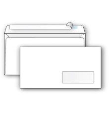 Конверт Е65 Ряжская печатная фабрика (110х220 мм) белый, удаляемая лента, правое окно 45х90 мм