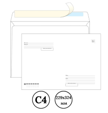 Конверт С4 Kuvert (229х324 мм) белый, с подсказом Куда-Кому, отрывная лента