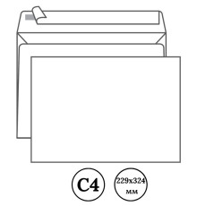 Конверт С4 OfficeSpace (229х324 мм) белый, отрывная лента