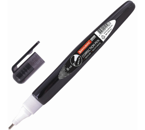 Корректирующая ручка BRAUBERG, 8 мл, металлический наконечник