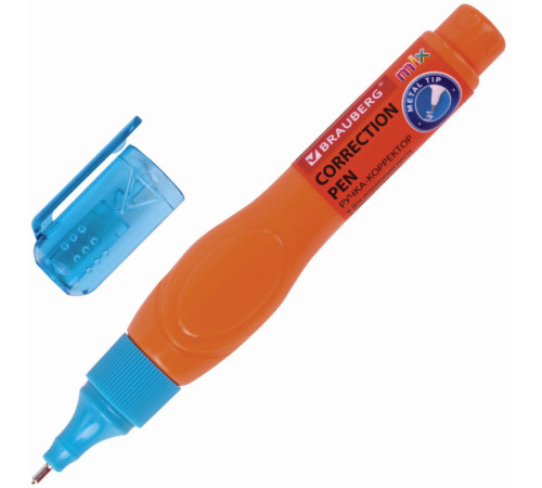 Корректирующая ручка BRAUBERG, 9 мл, металлический наконечник, ассорти