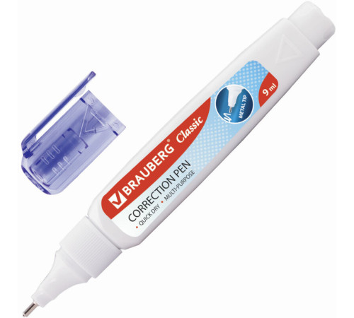 Корректирующая ручка BRAUBERG, 9 мл, металлический наконечник